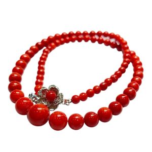 赤い本珊瑚のネックレス 赤珊瑚ネックレス 45cm 本珊瑚 4～6.55mm 14g アクセサリー